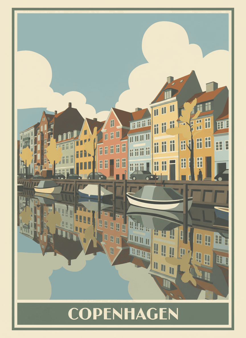 Vintage travel poster of Copenhagen, Denmark — RetroRoam