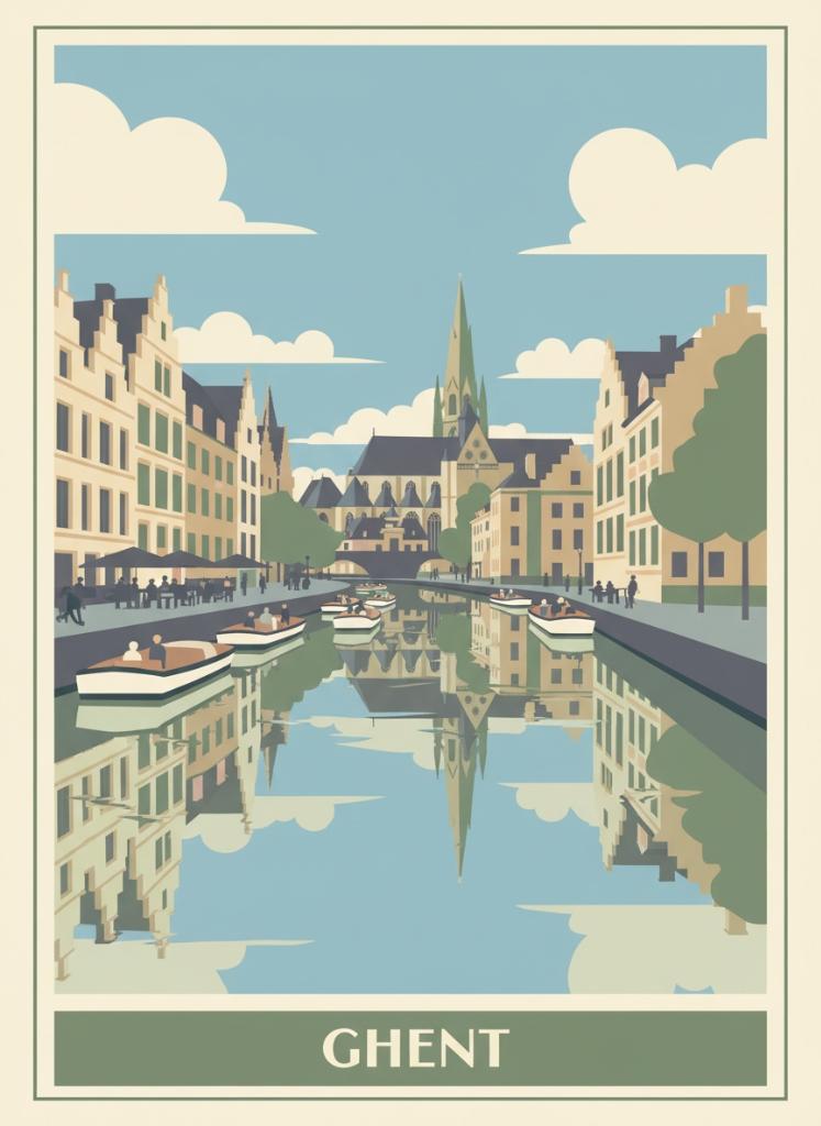 Vintage travel poster of Ghent, Belgium — RetroRoam
