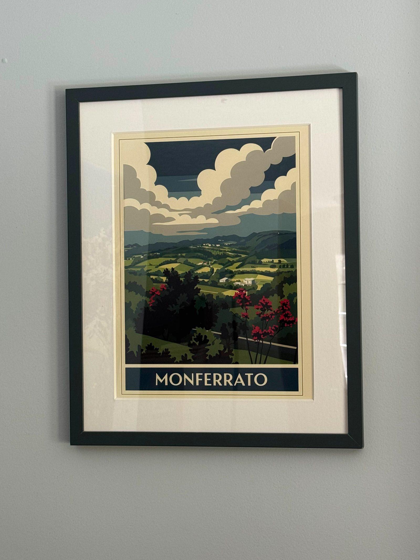 Linnae's RetroRoam print of Monferrato, framed on the wall