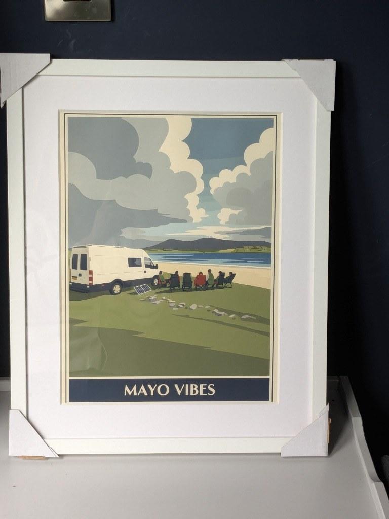 Colin's framed RetroRoam Mayo Vibes campervan print